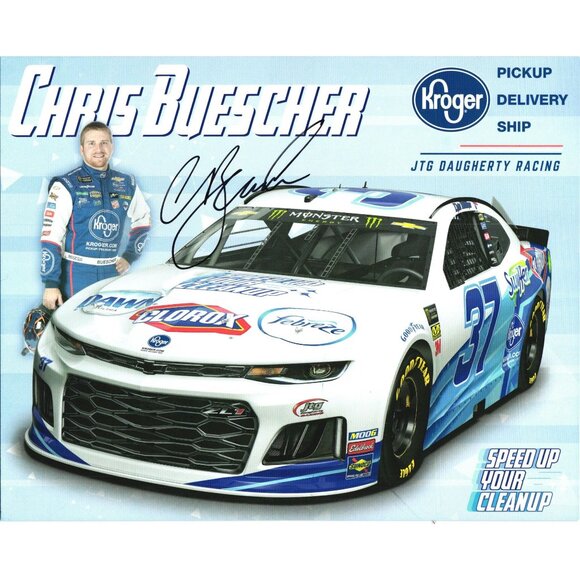 Other - Chris Buescher Signed 8x10 Postcard NASCAR Kroger JTG Daugherty Racing